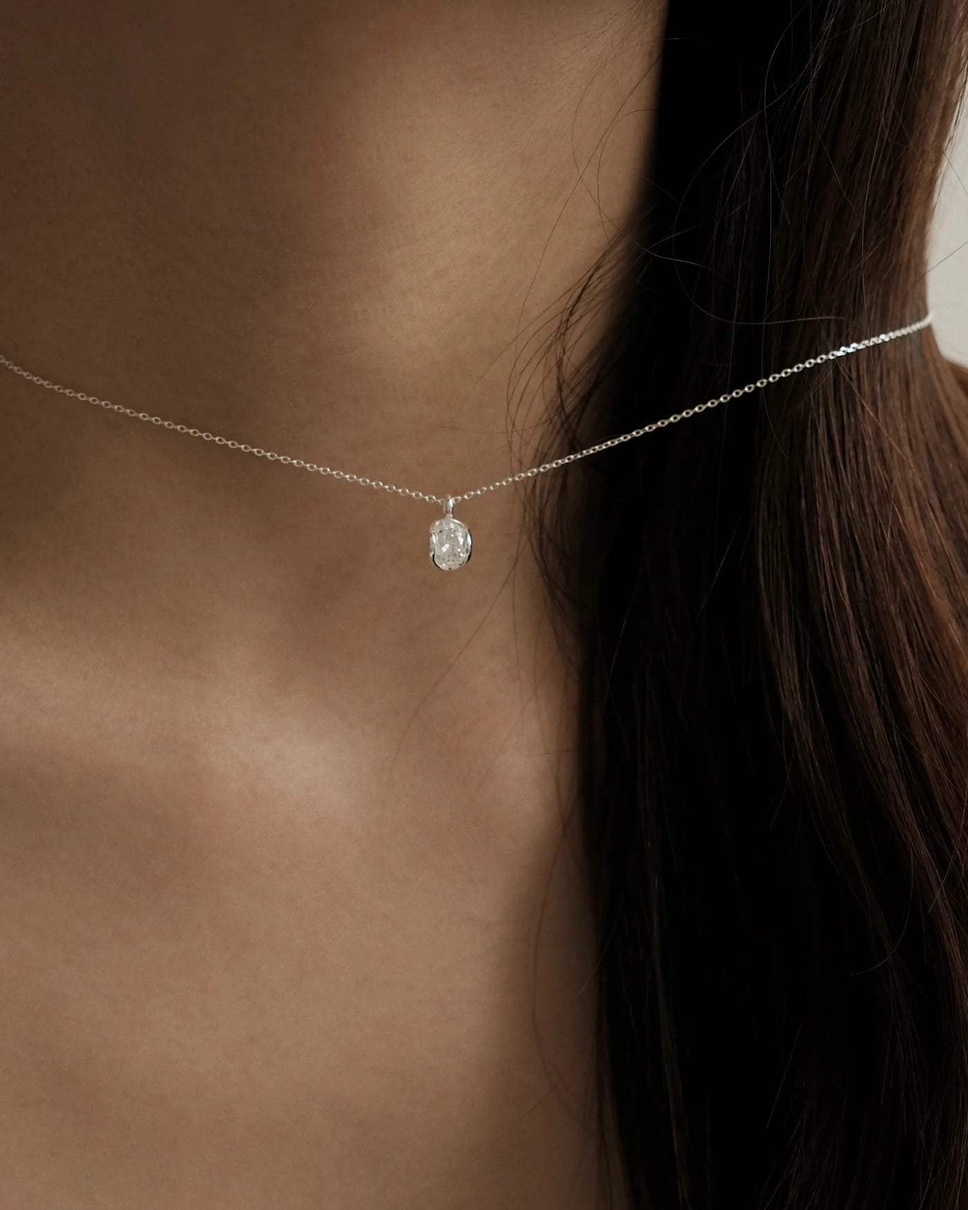 ODELET銀色鑽石吊墜項鍊