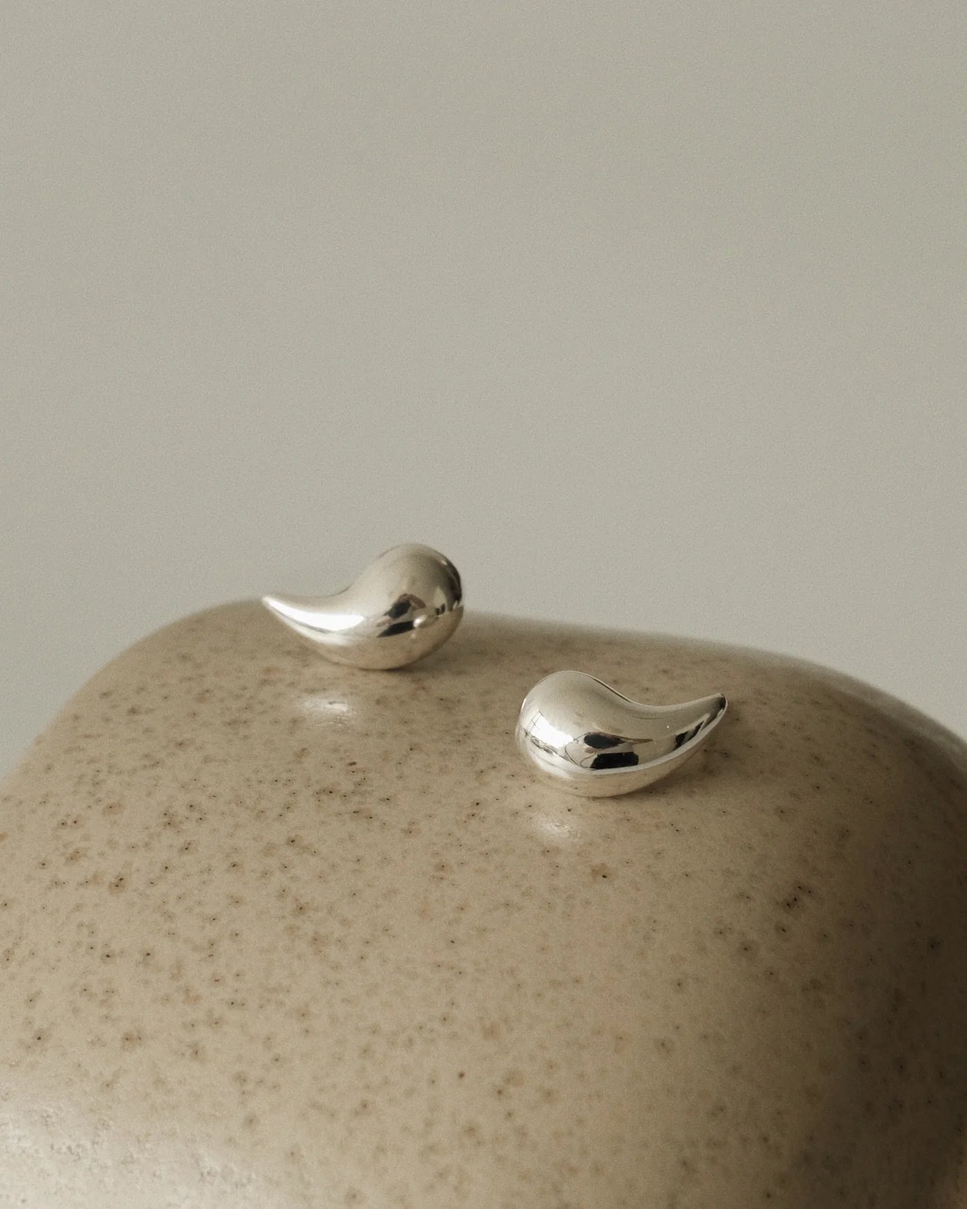 BOTTEGA銀色中型耳釘