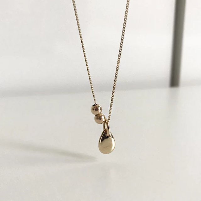 金色水滴復古項鍊