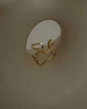 LIARIA金色雙層開口波浪戒指