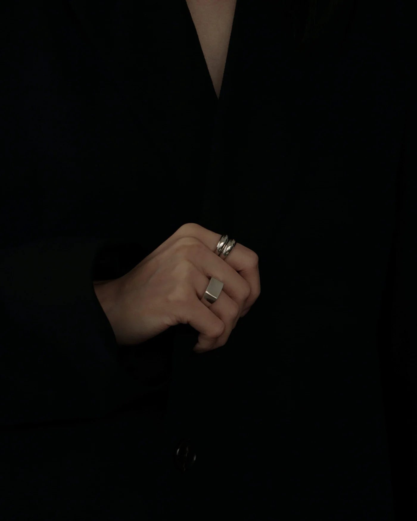 STELIA銀色印章開口戒指